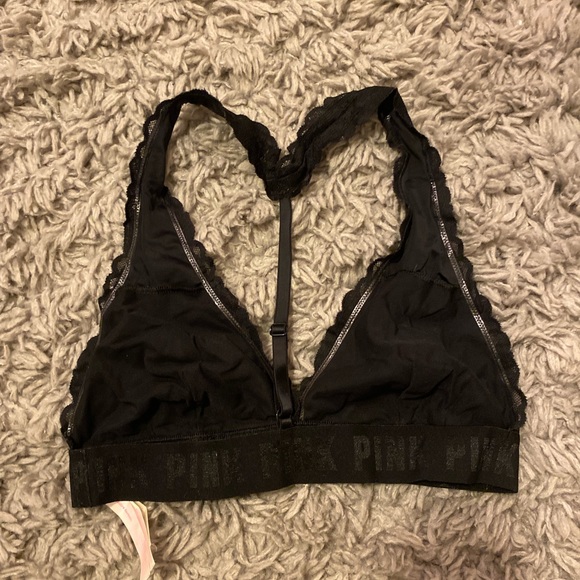 Black VS PINK Lace Halter Bralette - Picture 3 of 4